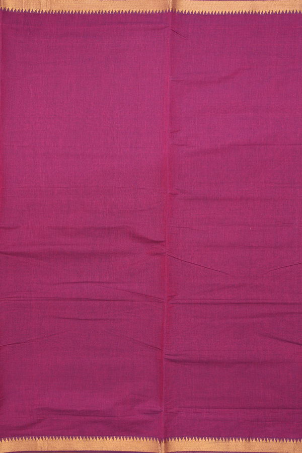 Mangalagiri Cotton Saree Plain Berry Purple With Zari Border
