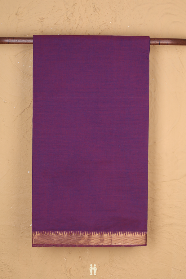 Mangalagiri Cotton Saree Plain Grape Purple With Zari Border