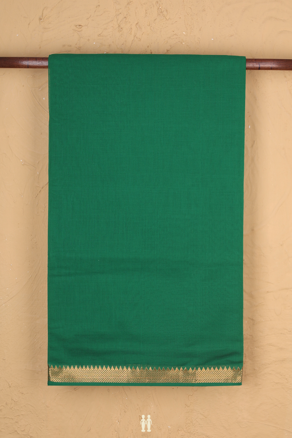 Mangalagiri Cotton Saree Plain Green With Twill Weave Border