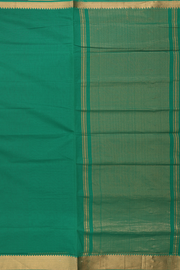 Mangalagiri Cotton Saree Plain Green With Twill Weave Border