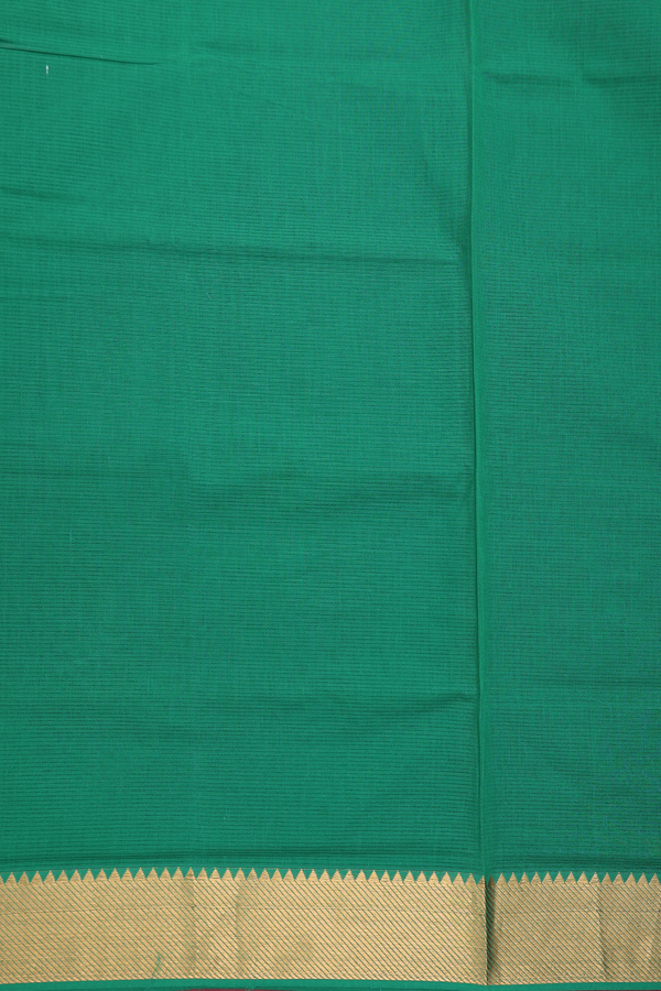 Mangalagiri Cotton Saree Plain Green With Twill Weave Border