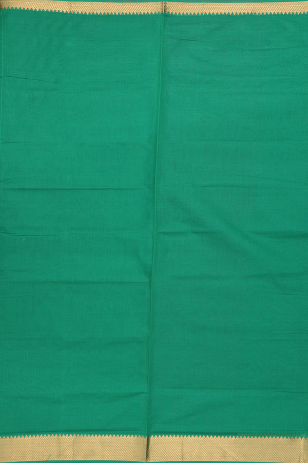 Mangalagiri Cotton Saree Plain Green With Twill Weave Border