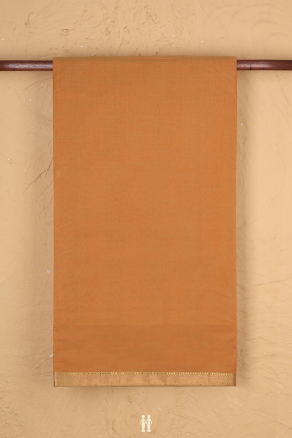 Mangalagiri Cotton Saree Plain Ochre Orange With Zari Border
