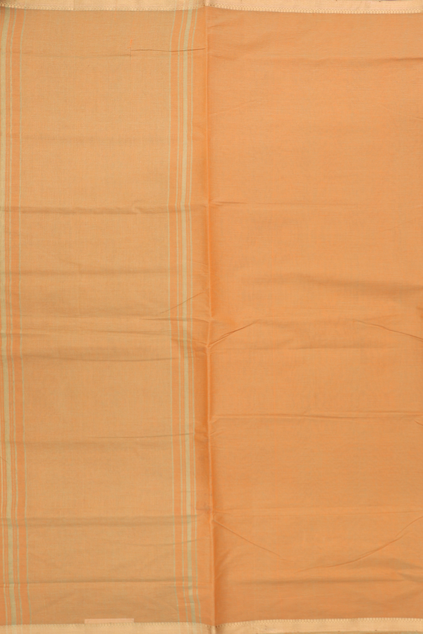 Mangalagiri Cotton Saree Plain Ochre Orange With Zari Border