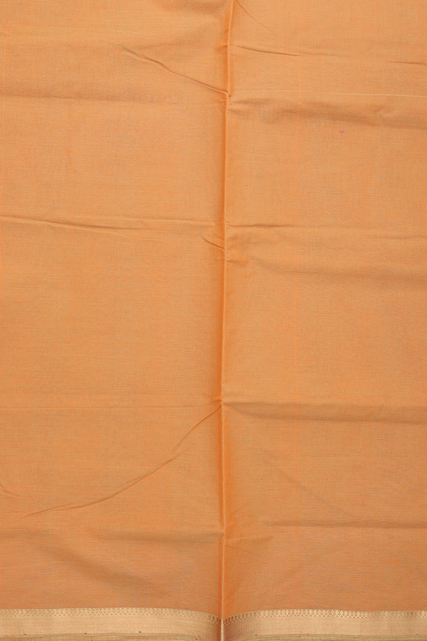 Mangalagiri Cotton Saree Plain Ochre Orange With Zari Border