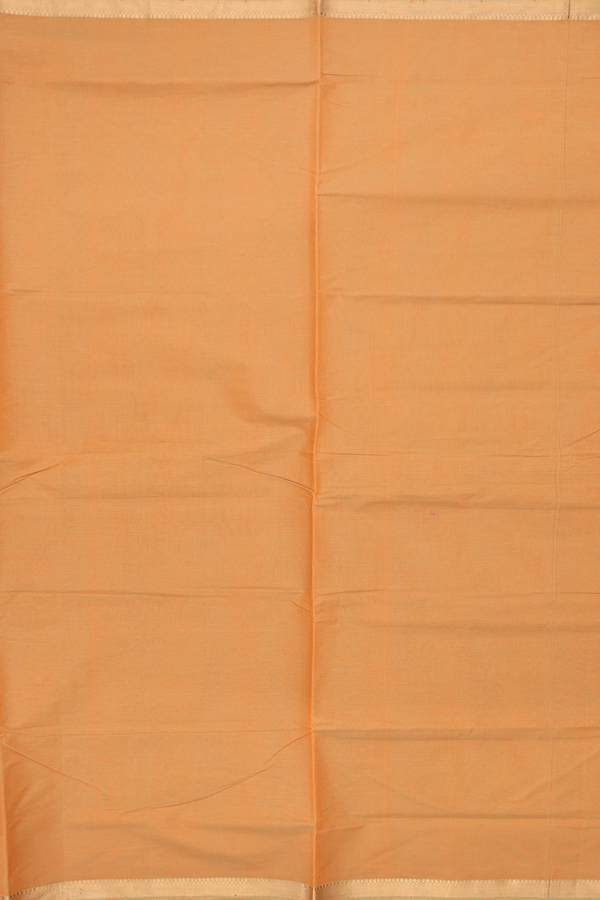 Mangalagiri Cotton Saree Plain Ochre Orange With Zari Border