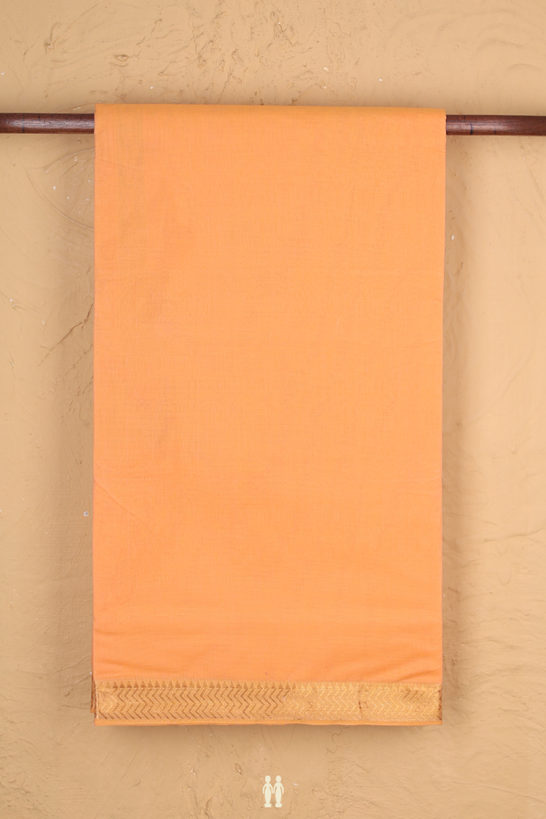 Mangalagiri Cotton Saree In Plain Orange With Zari Border