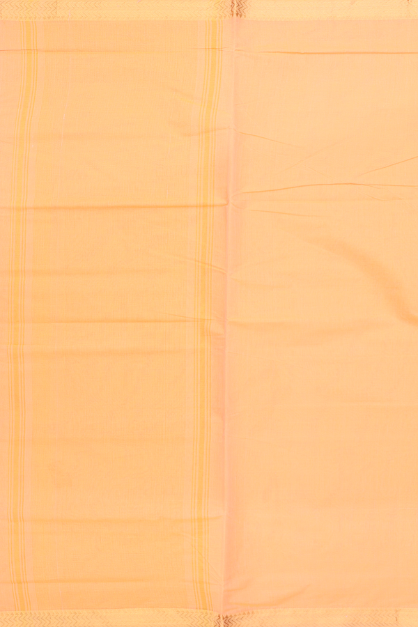 Mangalagiri Cotton Saree In Plain Orange With Zari Border