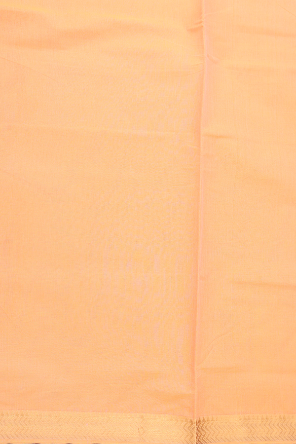 Mangalagiri Cotton Saree In Plain Orange With Zari Border