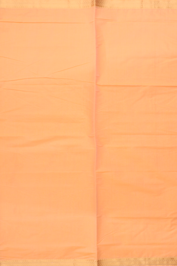 Mangalagiri Cotton Saree In Plain Orange With Zari Border