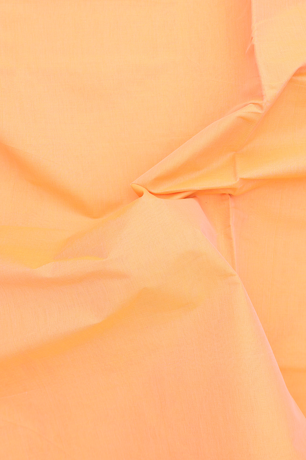 Mangalagiri Cotton Saree In Plain Orange With Zari Border