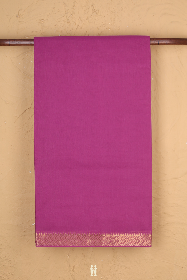 Mangalagiri Cotton Saree Plain Purple Rose With Zari Border
