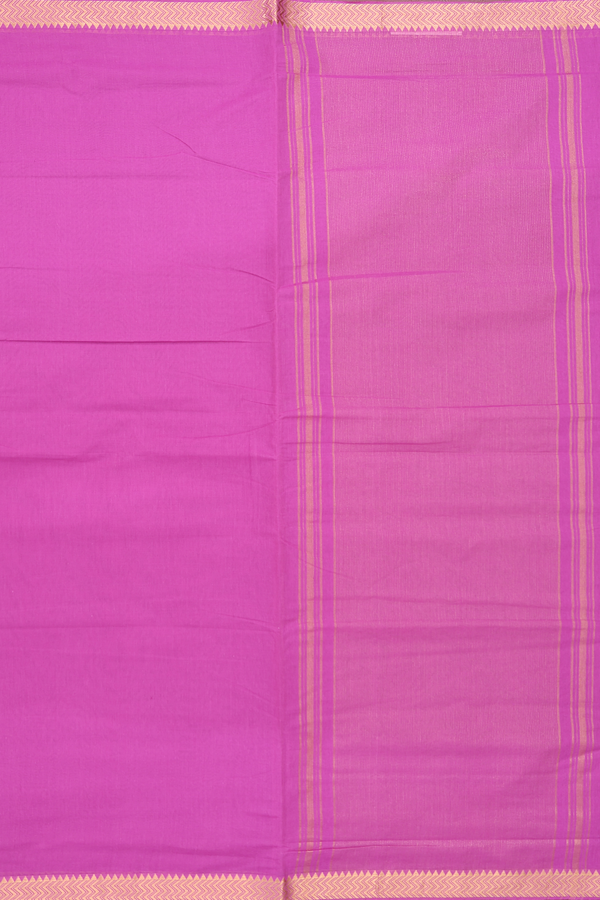 Mangalagiri Cotton Saree Plain Purple Rose With Zari Border