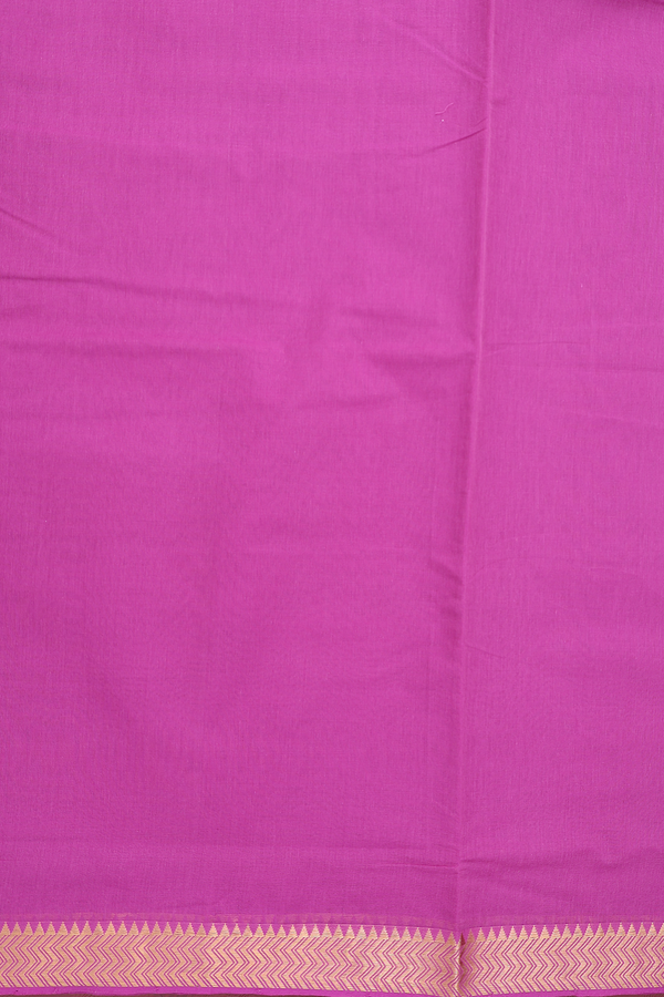 Mangalagiri Cotton Saree Plain Purple Rose With Zari Border