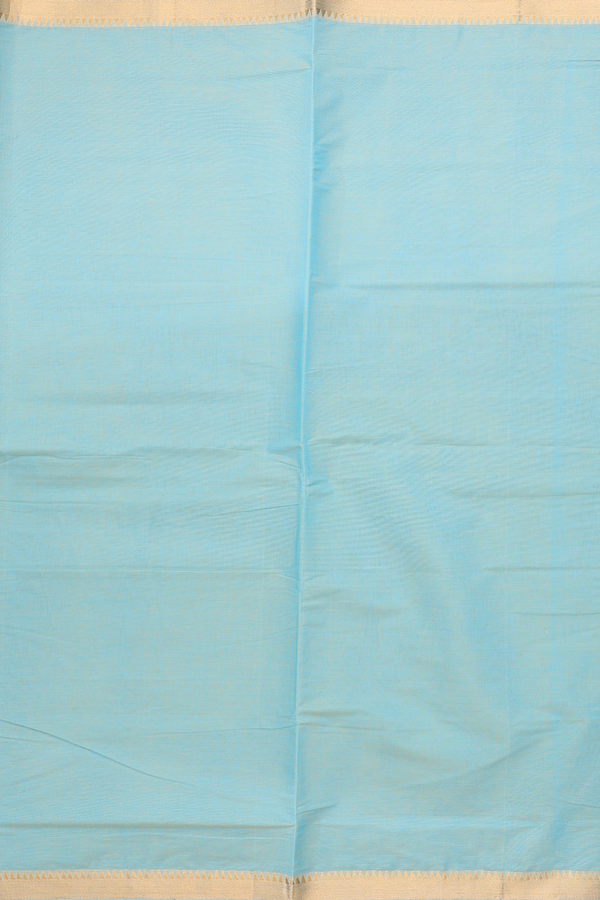 Mangalagiri Cotton Saree Plain Turkish Blue With Zari Border