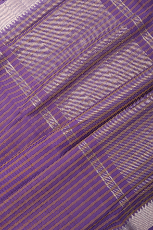 Mangalagiri Cotton Saree Purple And Brown With Stripes Design