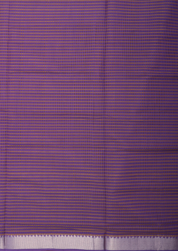 Mangalagiri Cotton Saree Purple And Brown With Stripes Design
