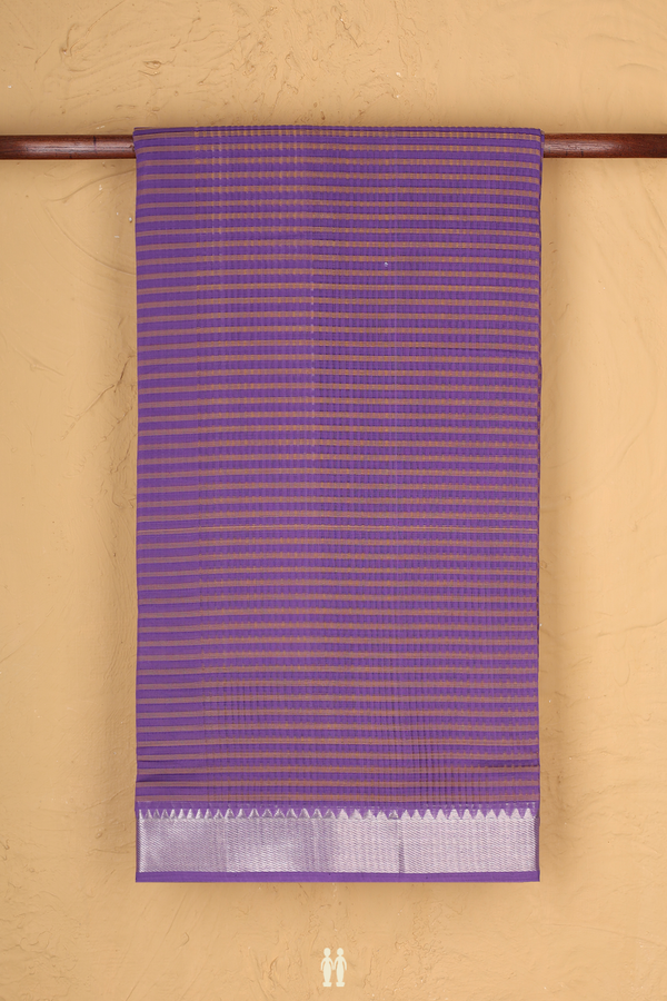 Mangalagiri Cotton Saree Purple And Brown With Stripes Design