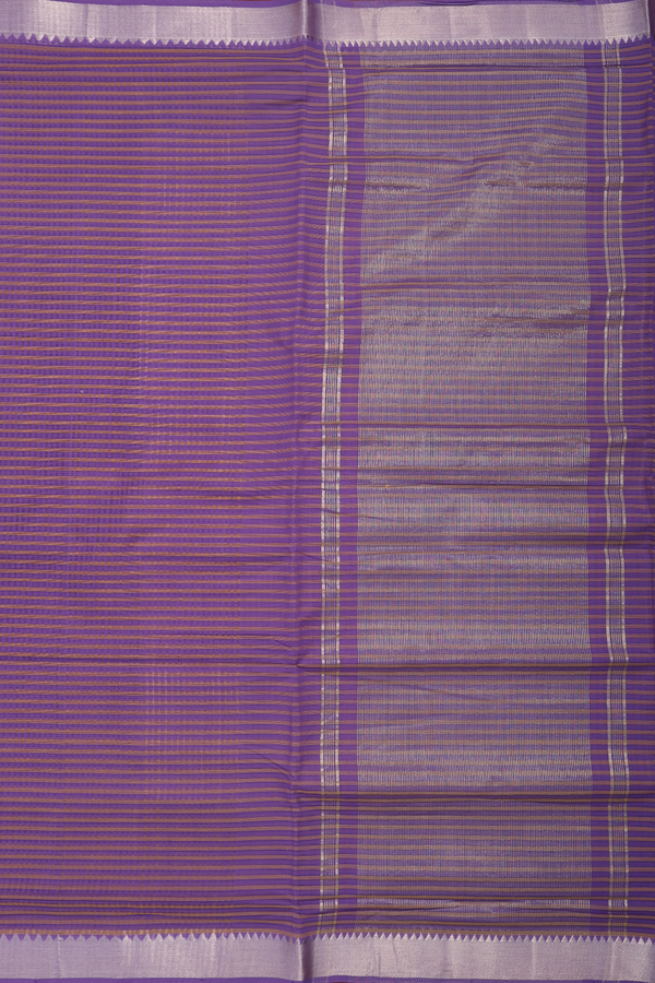 Mangalagiri Cotton Saree Purple And Brown With Stripes Design
