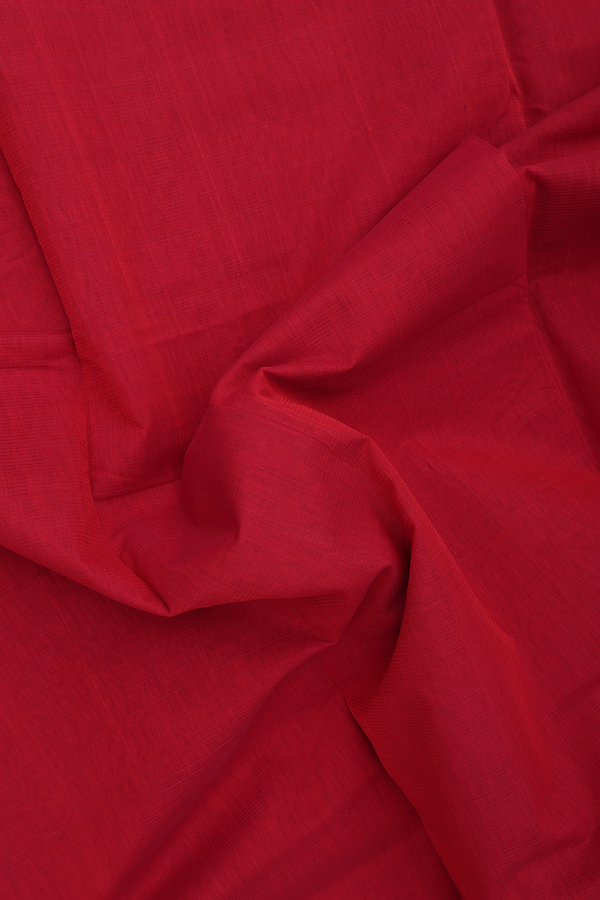 Mangalagiri Cotton Saree Scarlet Red With Self Stripes Desig