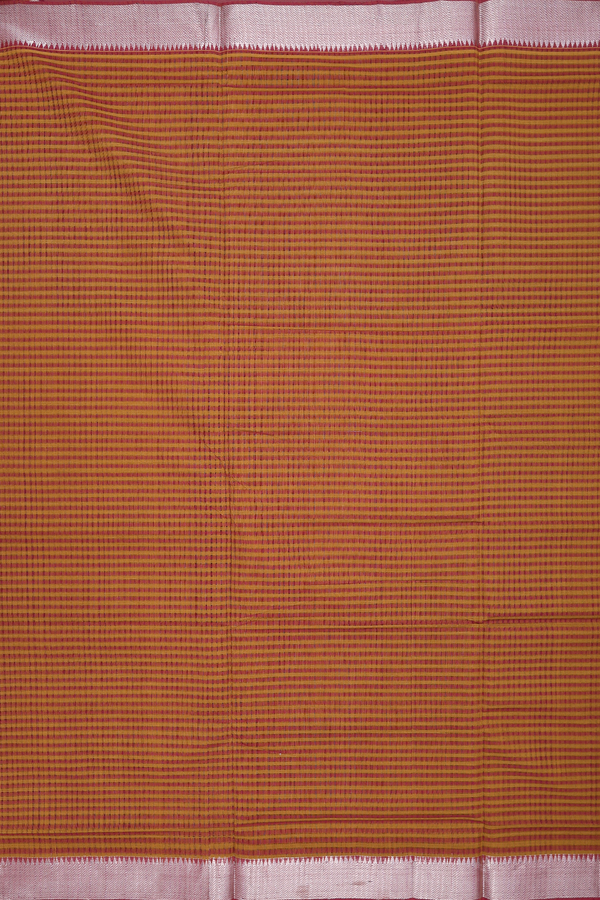 Mangalagiri Cotton Saree Shades Of Brown With Stripes Design