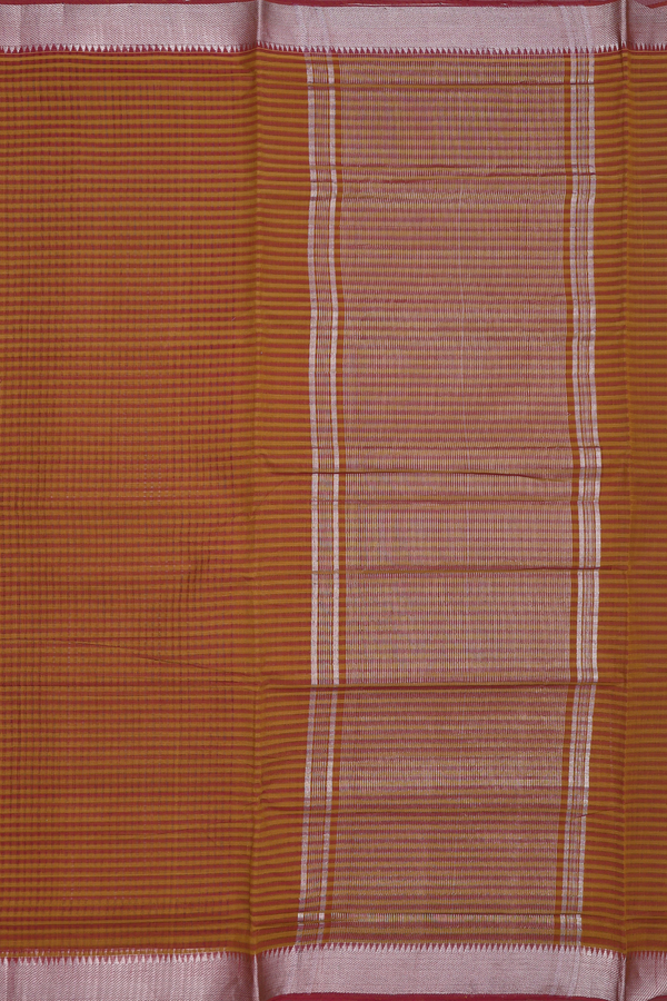 Mangalagiri Cotton Saree Shades Of Brown With Stripes Design