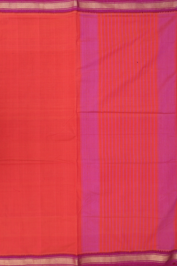 Mangalagiri Cotton Saree Vermillion Red With Contrast Border