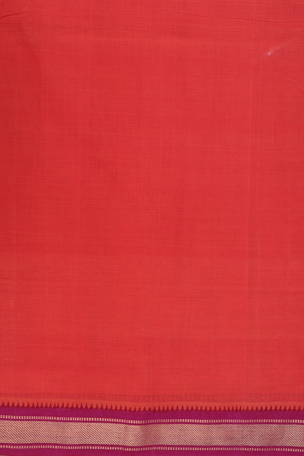 Mangalagiri Cotton Saree Vermillion Red With Contrast Border