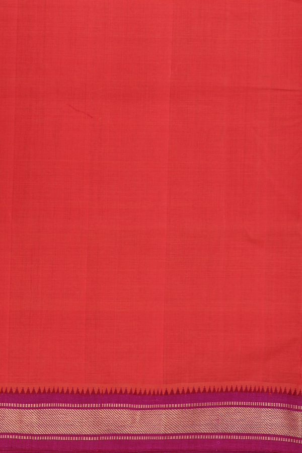 Mangalagiri Cotton Saree Vermillion Red With Contrast Border