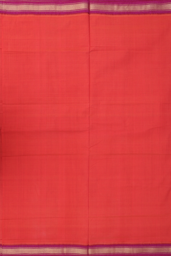 Mangalagiri Cotton Saree Vermillion Red With Contrast Border