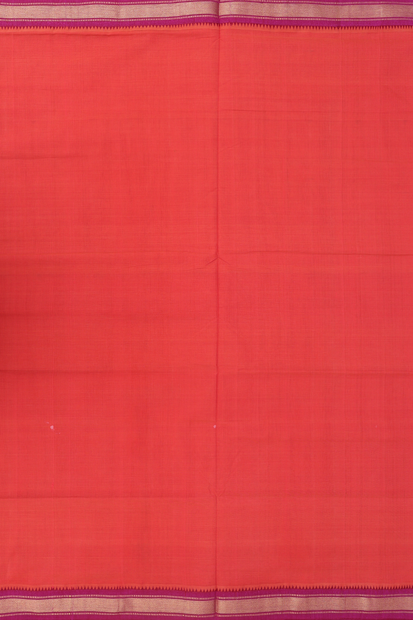 Mangalagiri Cotton Saree Vermillion Red With Contrast Border
