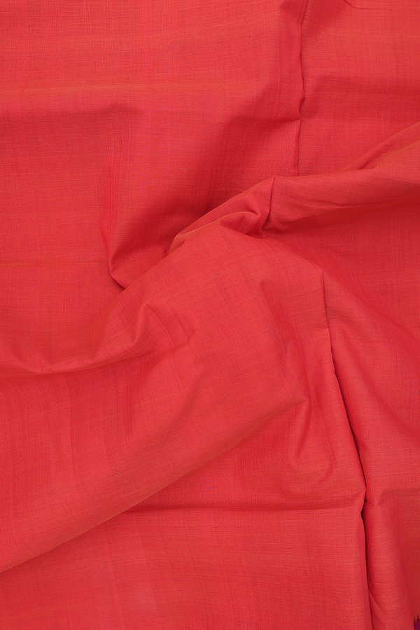 Mangalagiri Cotton Saree Vermillion Red With Contrast Border