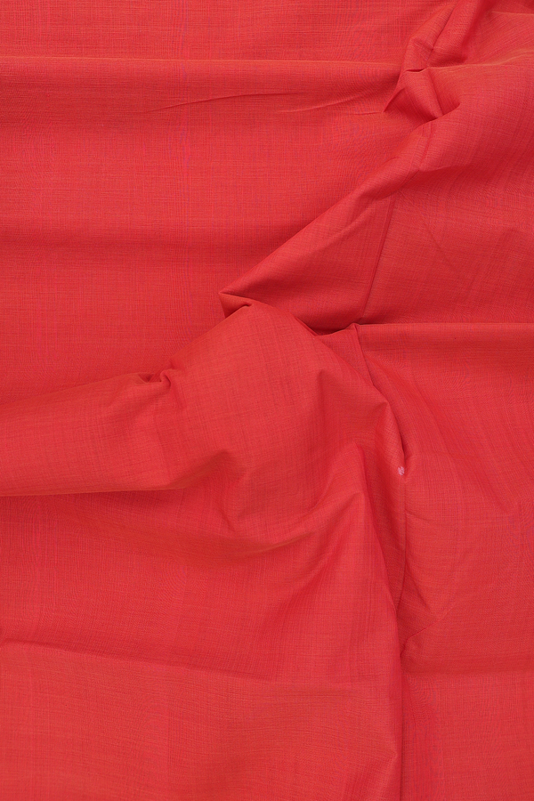 Mangalagiri Cotton Saree Vermillion Red With Contrast Border