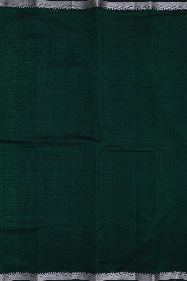 Mangalagiri Silk Cotton Saree Dark Green With Stripes Design