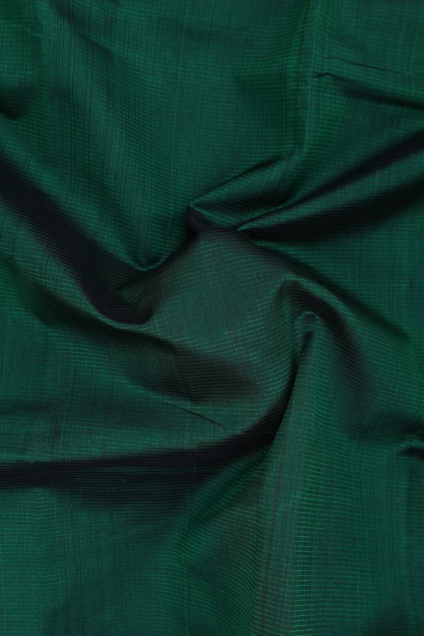 Mangalagiri Silk Cotton Saree Dark Green With Stripes Design