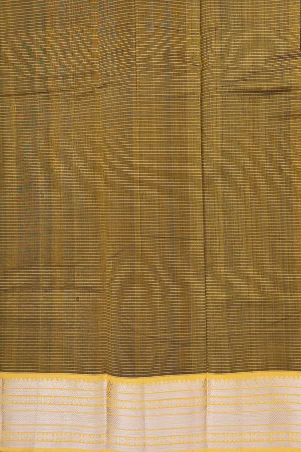 Mangalagiri Silk Cotton Saree In Brown With Checks Design