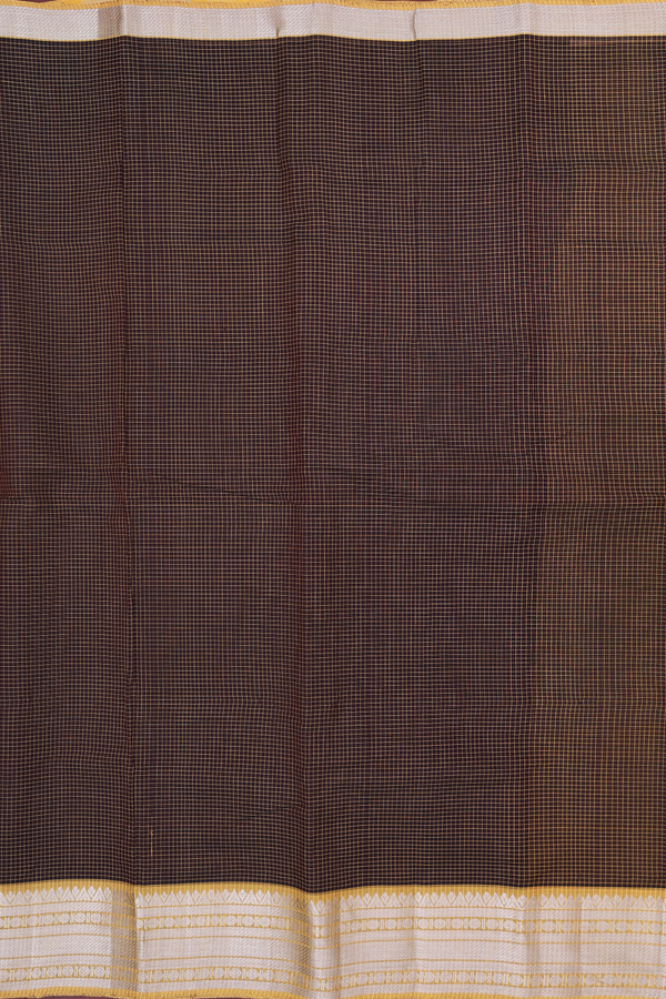 Mangalagiri Silk Cotton Saree In Brown With Checks Design