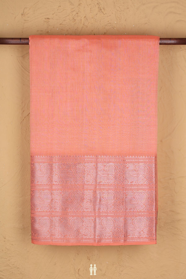 Mangalagiri Silk Cotton Saree In Orange With Stripes Design