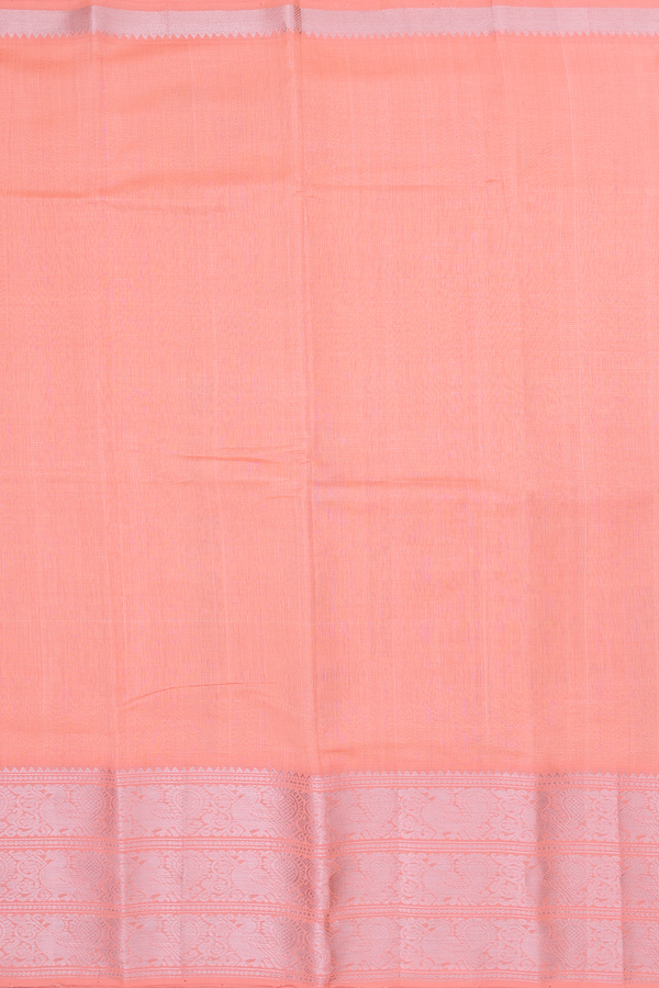 Mangalagiri Silk Cotton Saree In Orange With Stripes Design