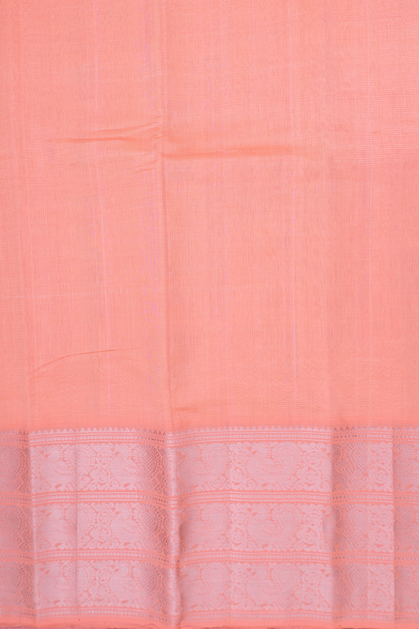 Mangalagiri Silk Cotton Saree In Orange With Stripes Design
