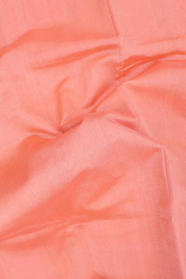 Mangalagiri Silk Cotton Saree In Orange With Stripes Design