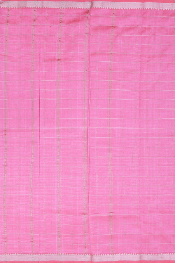 Mangalagiri Silk Cotton Saree In Pink With Checks Design