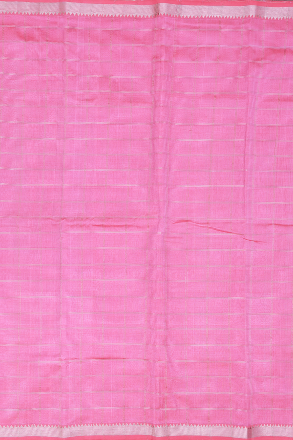 Mangalagiri Silk Cotton Saree In Pink With Checks Design
