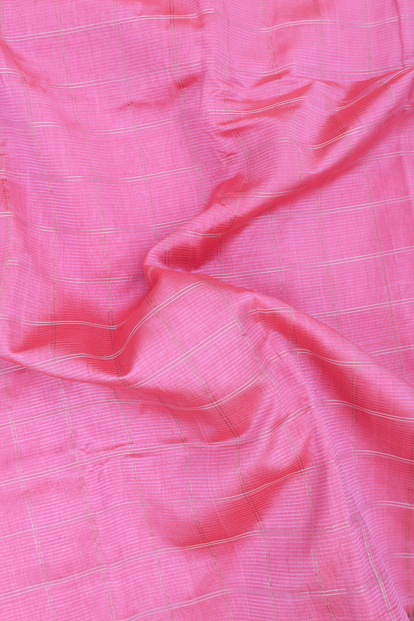 Mangalagiri Silk Cotton Saree In Pink With Checks Design