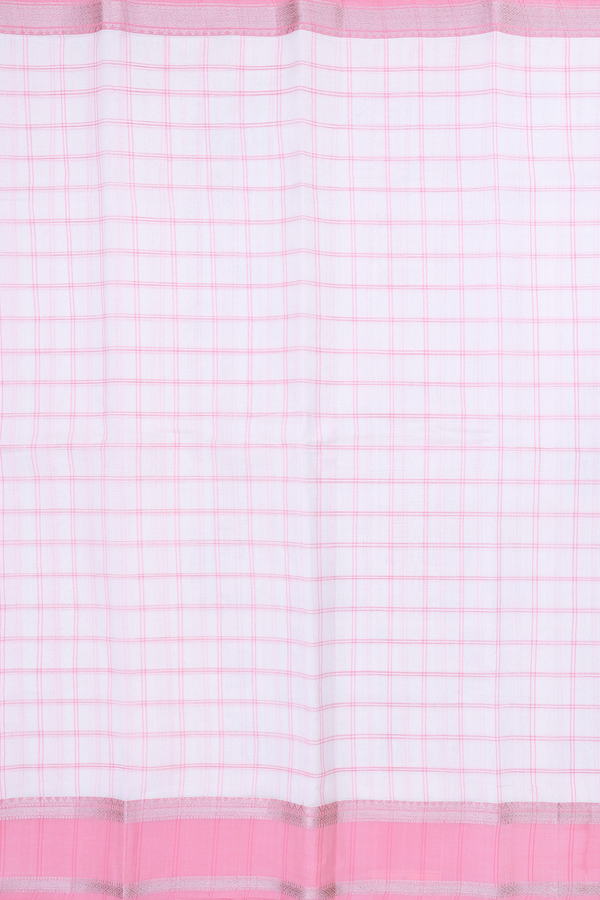 Mangalagiri Silk Cotton Saree In White With Checks Design