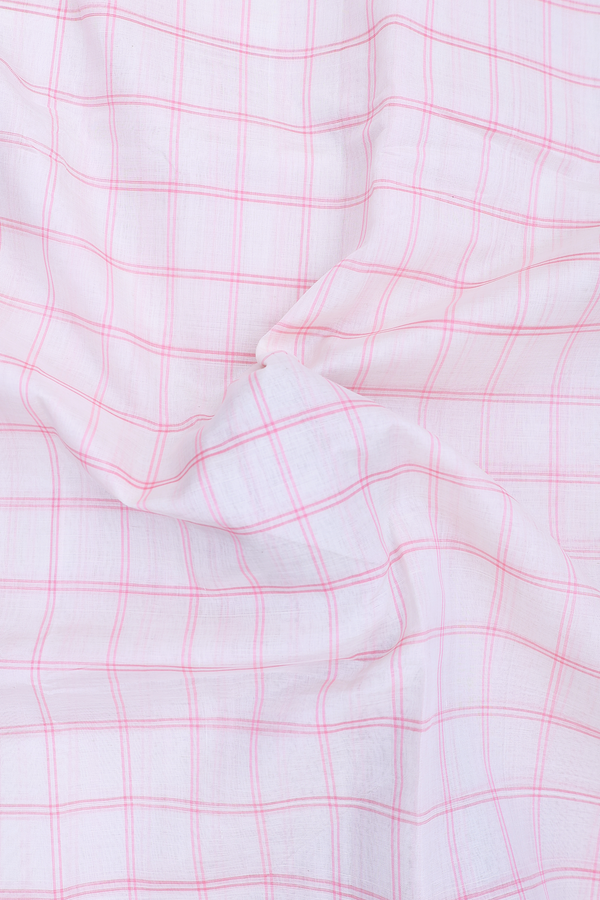 Mangalagiri Silk Cotton Saree In White With Checks Design