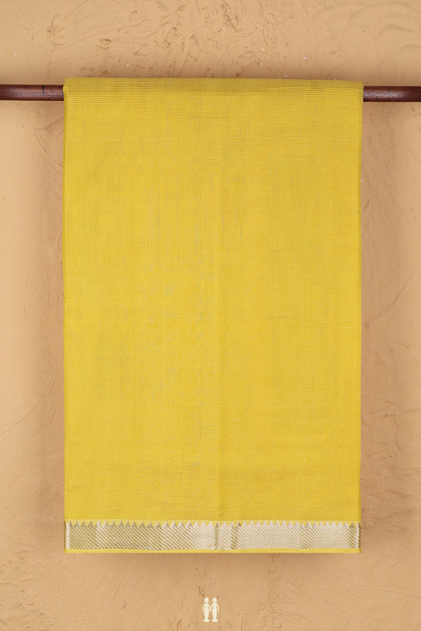 Mangalagiri Silk Cotton Saree In Yellow With Stripes Design