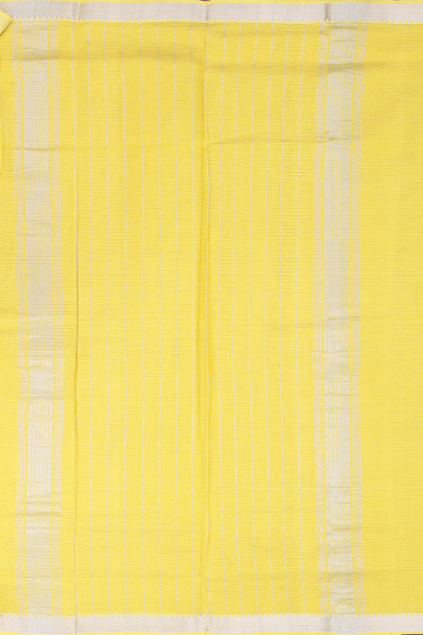Mangalagiri Silk Cotton Saree In Yellow With Stripes Design