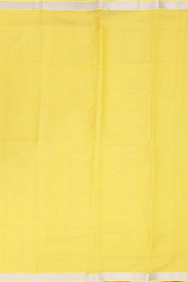 Mangalagiri Silk Cotton Saree In Yellow With Stripes Design