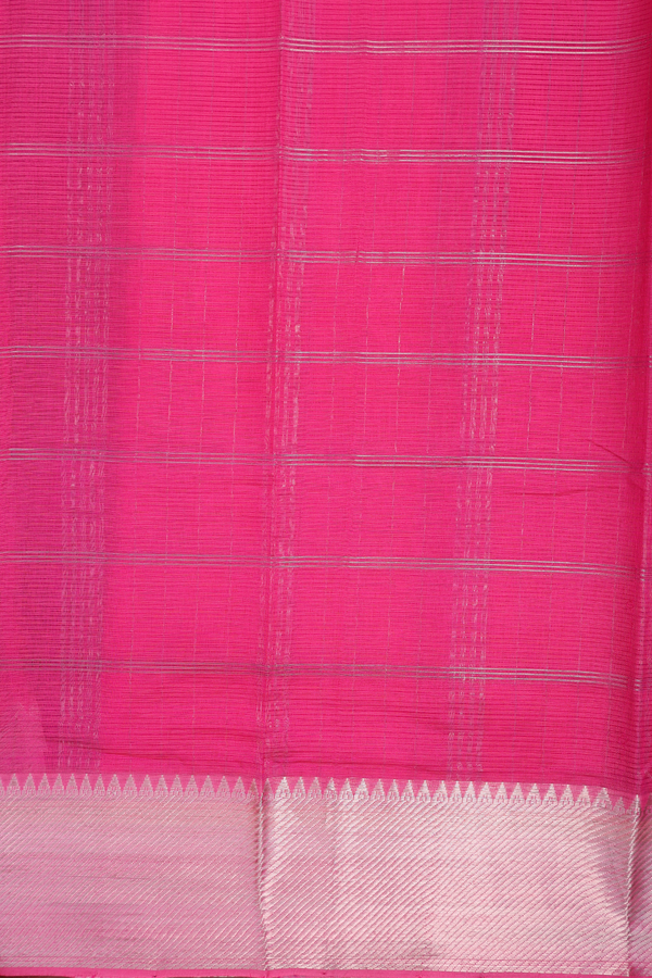 Mangalagiri Silk Saree In Rani Pink With Checks Design